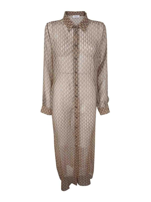 Marine Serre Robe Au Genou - Marron