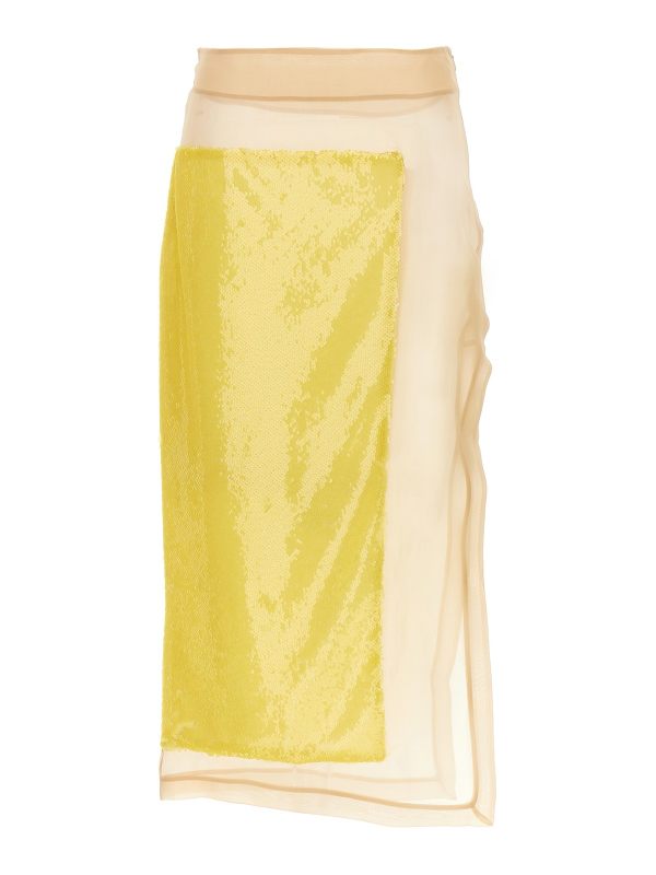 A. W.A. K.E. Mode Jupe Midi - Jaune