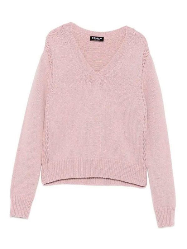 Dondup Pull À Col V - Rose Foncé