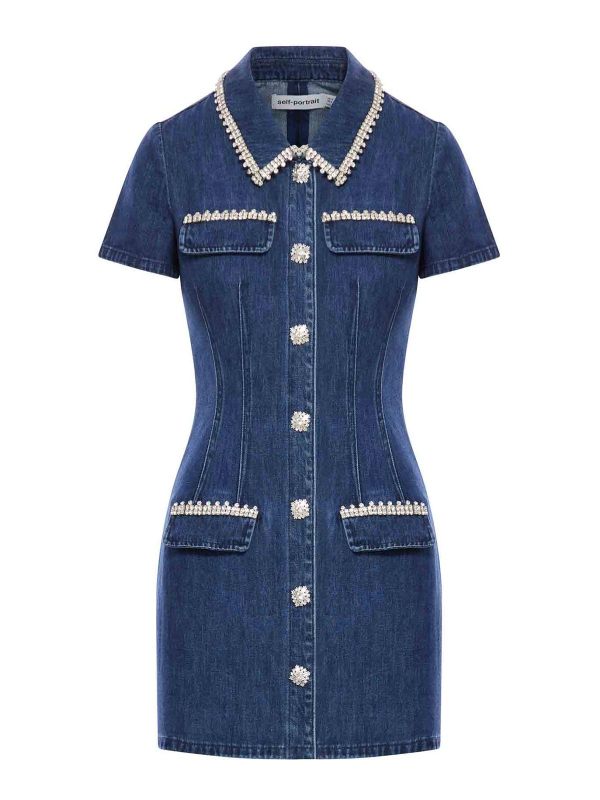 Self Portrait Robe Courte - Bleu