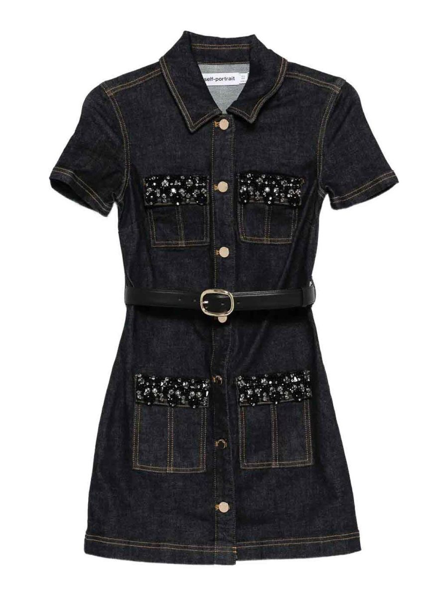 Self Portrait Robe Courte - Bleu