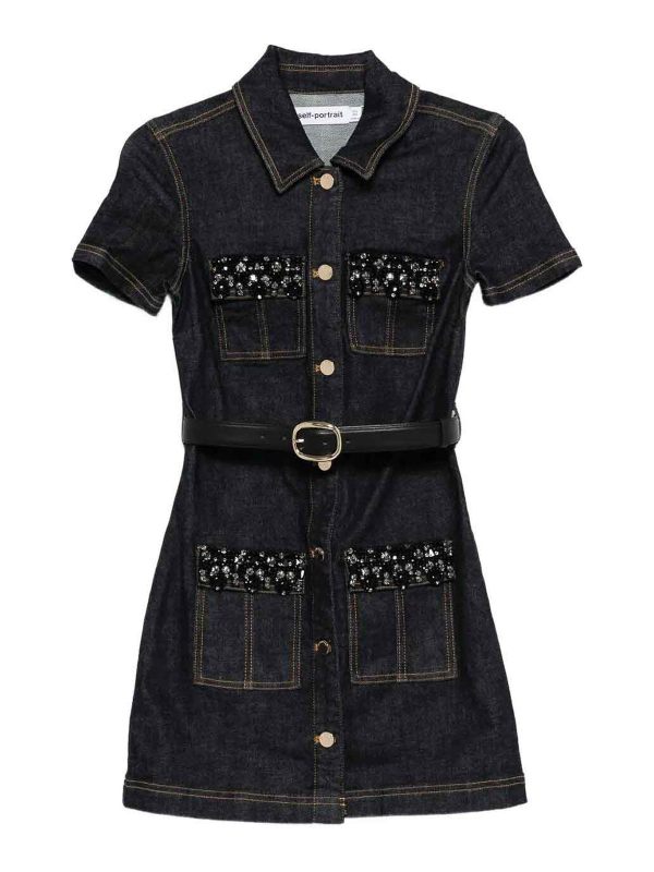 Self Portrait Robe Courte - Bleu