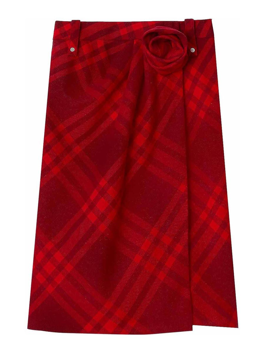Burberry Jupe Midi - Rouge