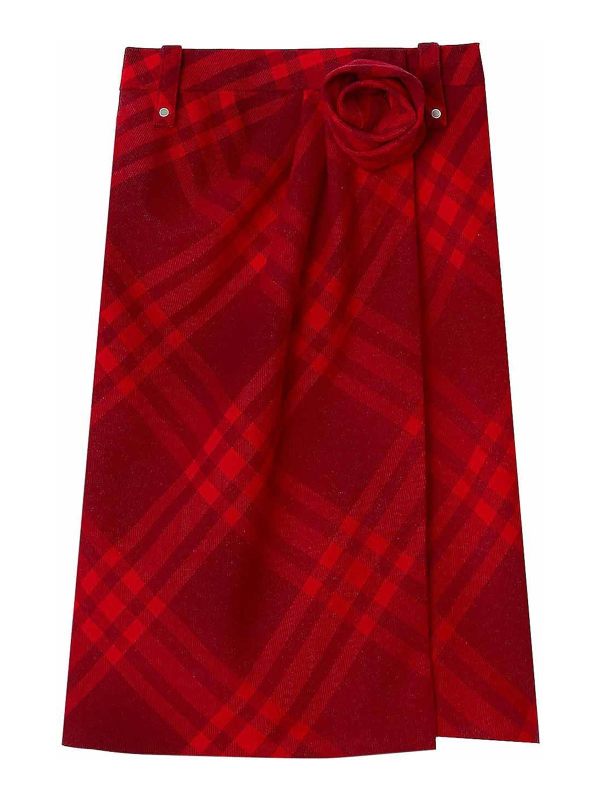 Burberry Jupe Midi - Rouge