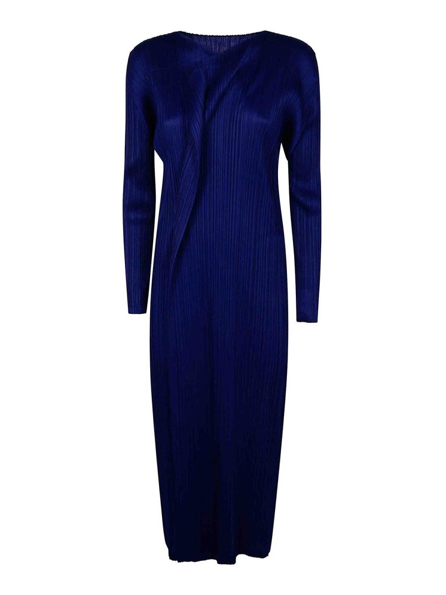 Pleats Please Issey Miyake Robe Au Genou - Bleu