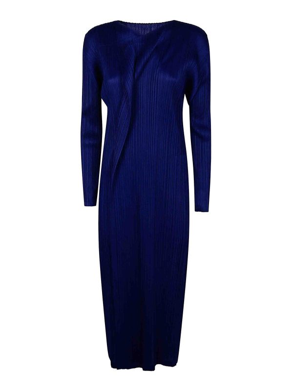 Pleats Please Issey Miyake Robe Au Genou - Bleu