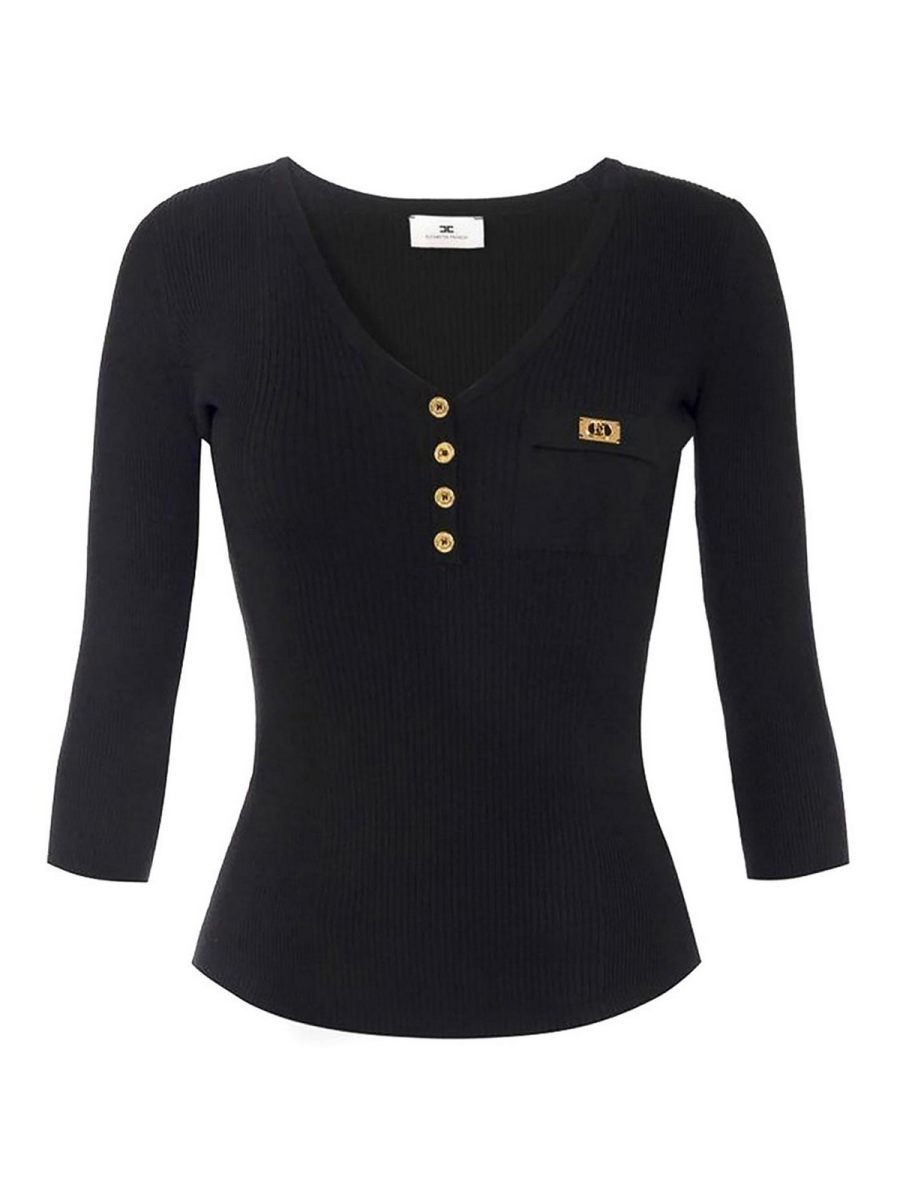 Elisabetta Franchi Pull Col Rond - Noir