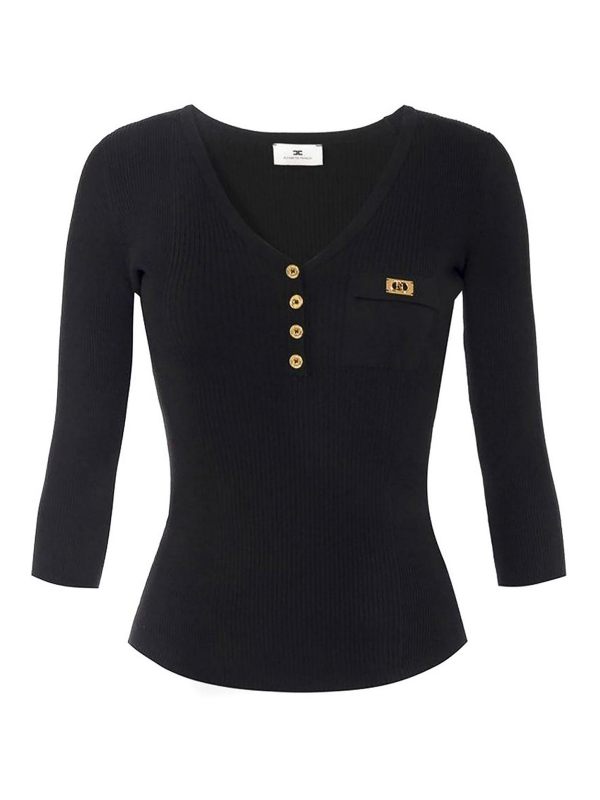 Elisabetta Franchi Pull Col Rond - Noir
