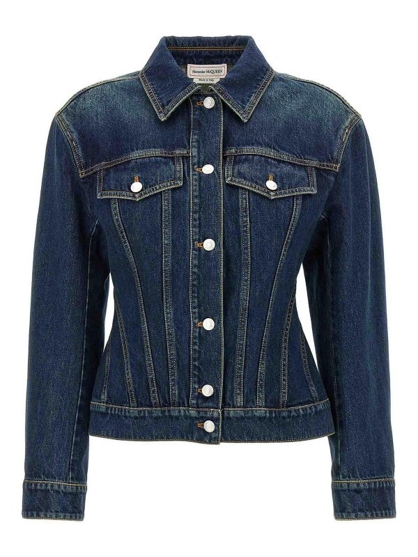 Alexander Mcqueen Veste En Jean - Bleu
