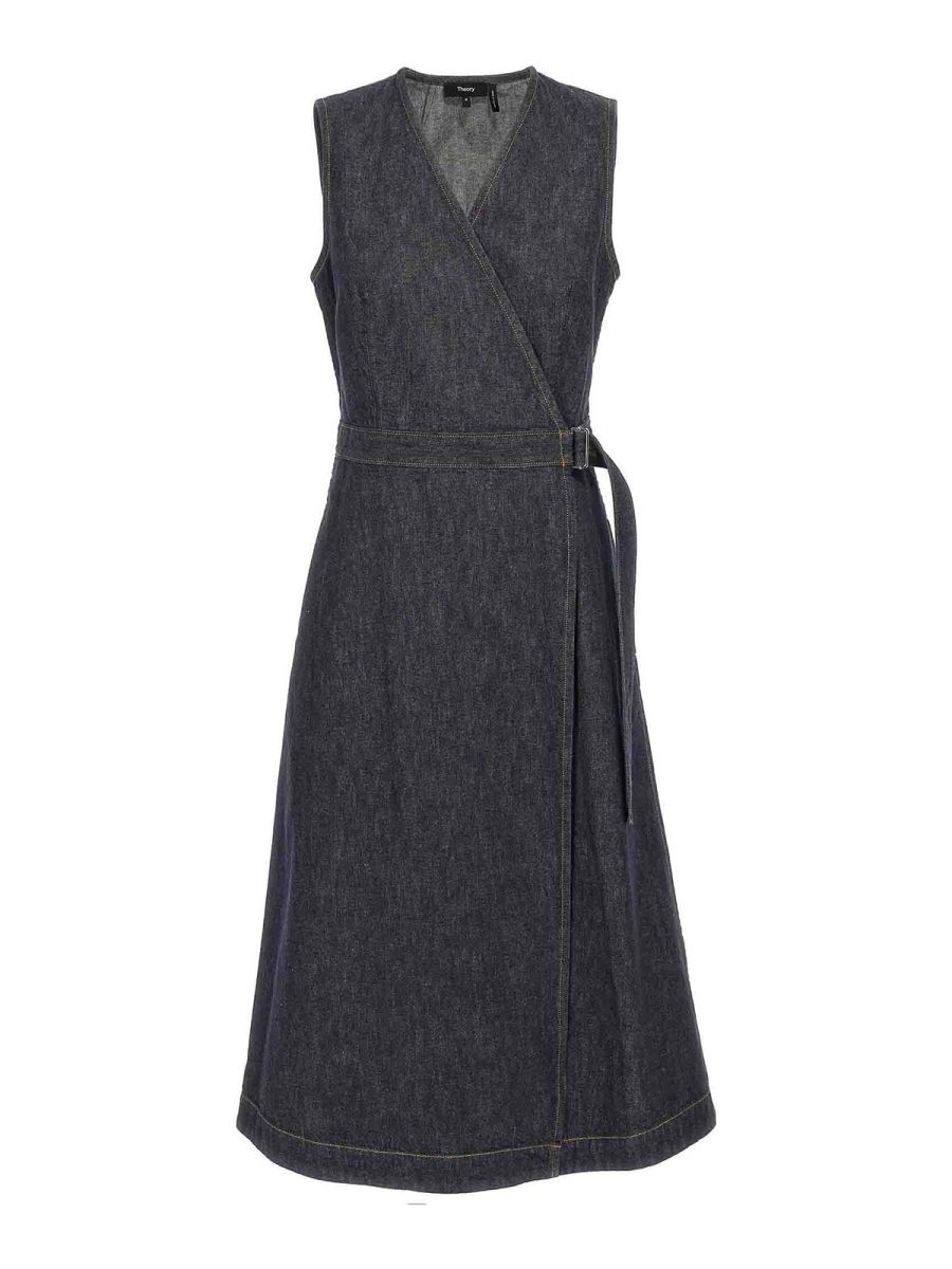 Theory Robe Au Genou - Bleu