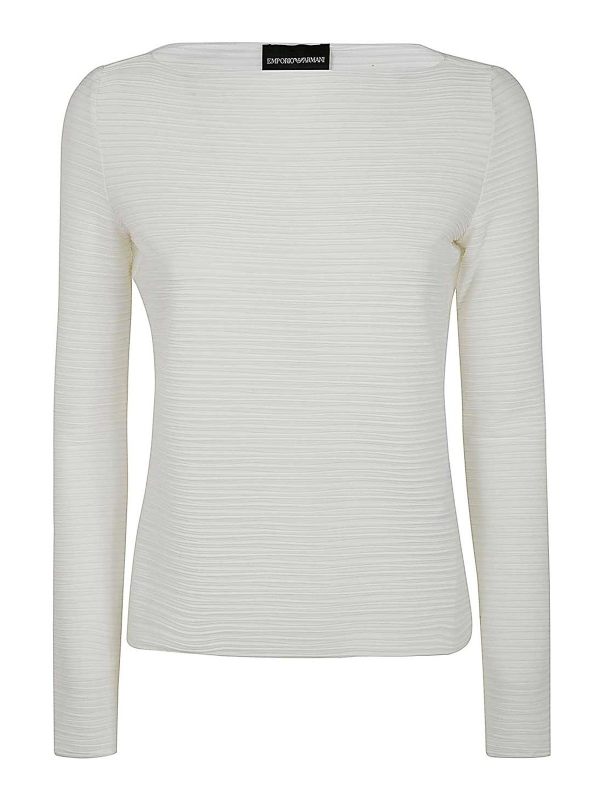 Emporio Armani Pull Col Rond - Blanc