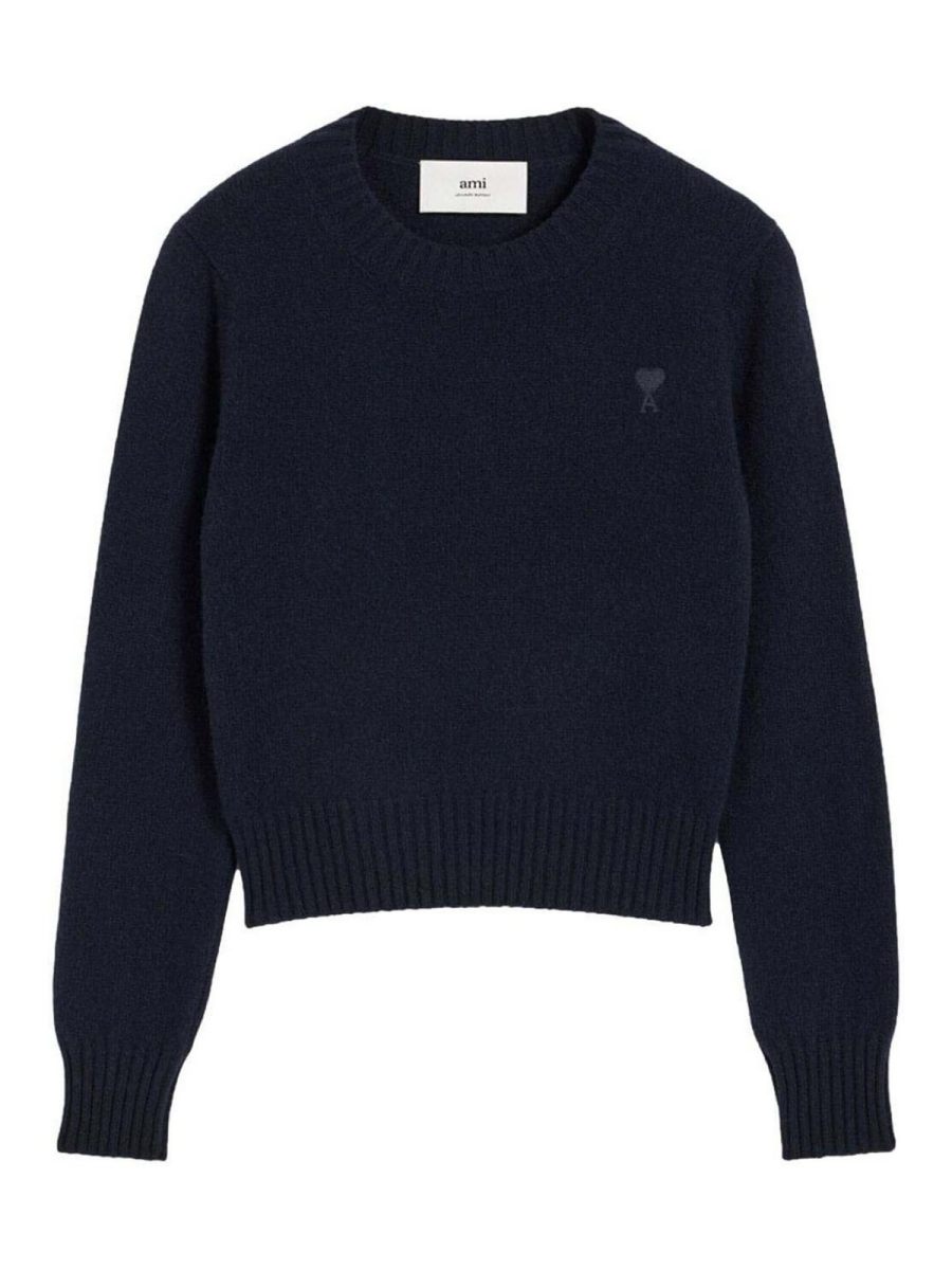 Ami Paris Pull Col Rond - Bleu