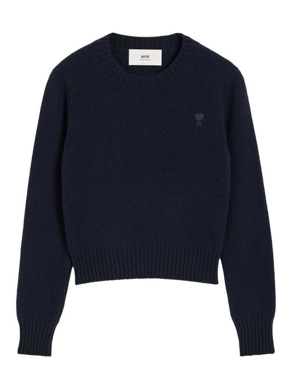 Ami Paris Pull Col Rond - Bleu