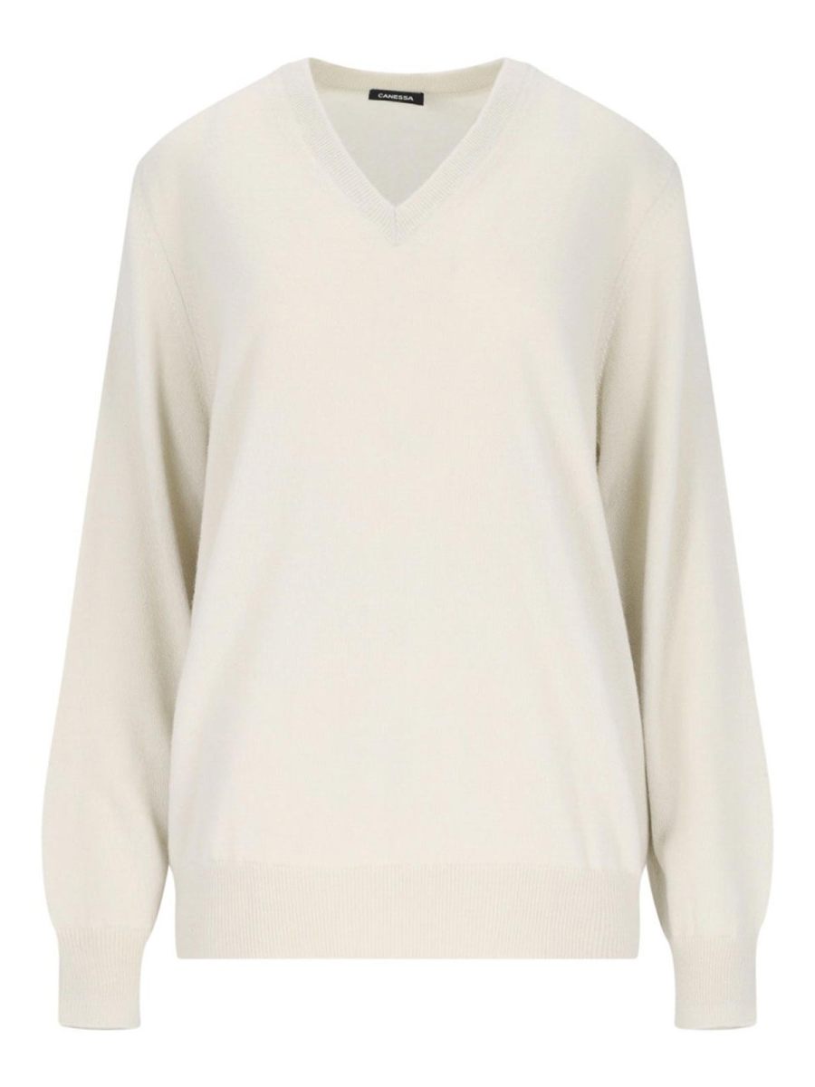Canessa Pull À Col V - Blanc