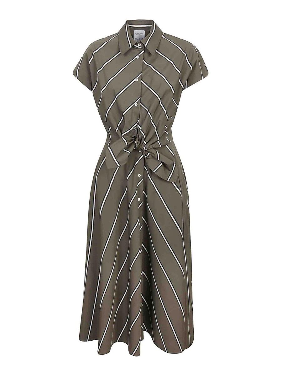 Sara Roka Robe Au Genou - Vert