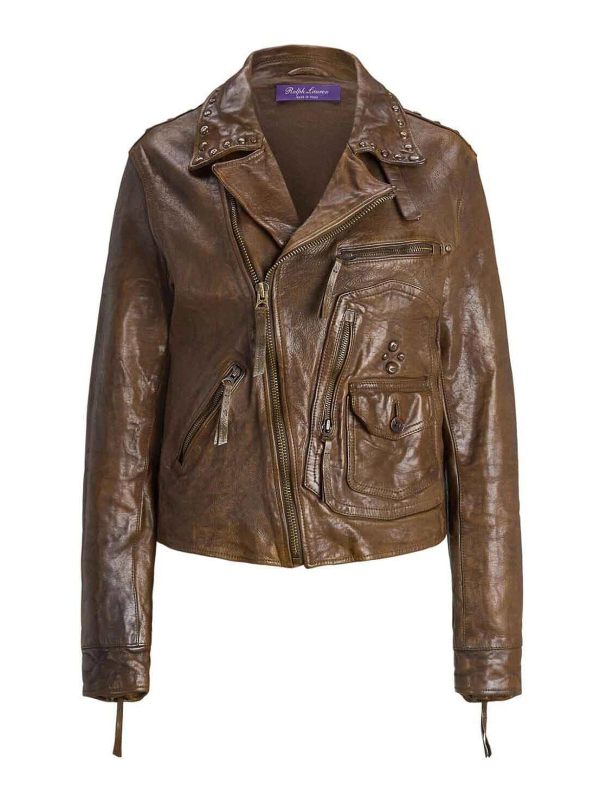 Polo Ralph Lauren Blouson En Cuir - Beige