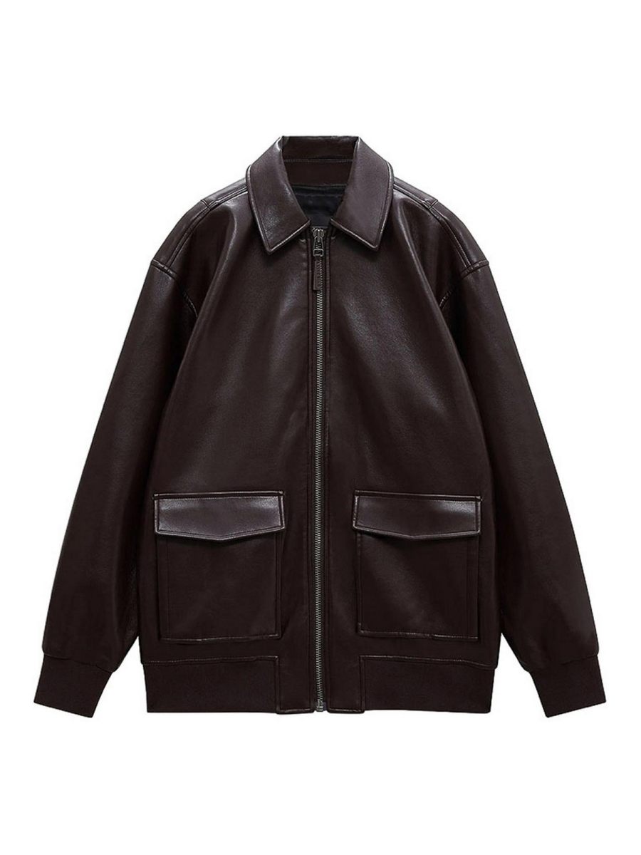 Anine Bing Manteau En Cuir - Marron
