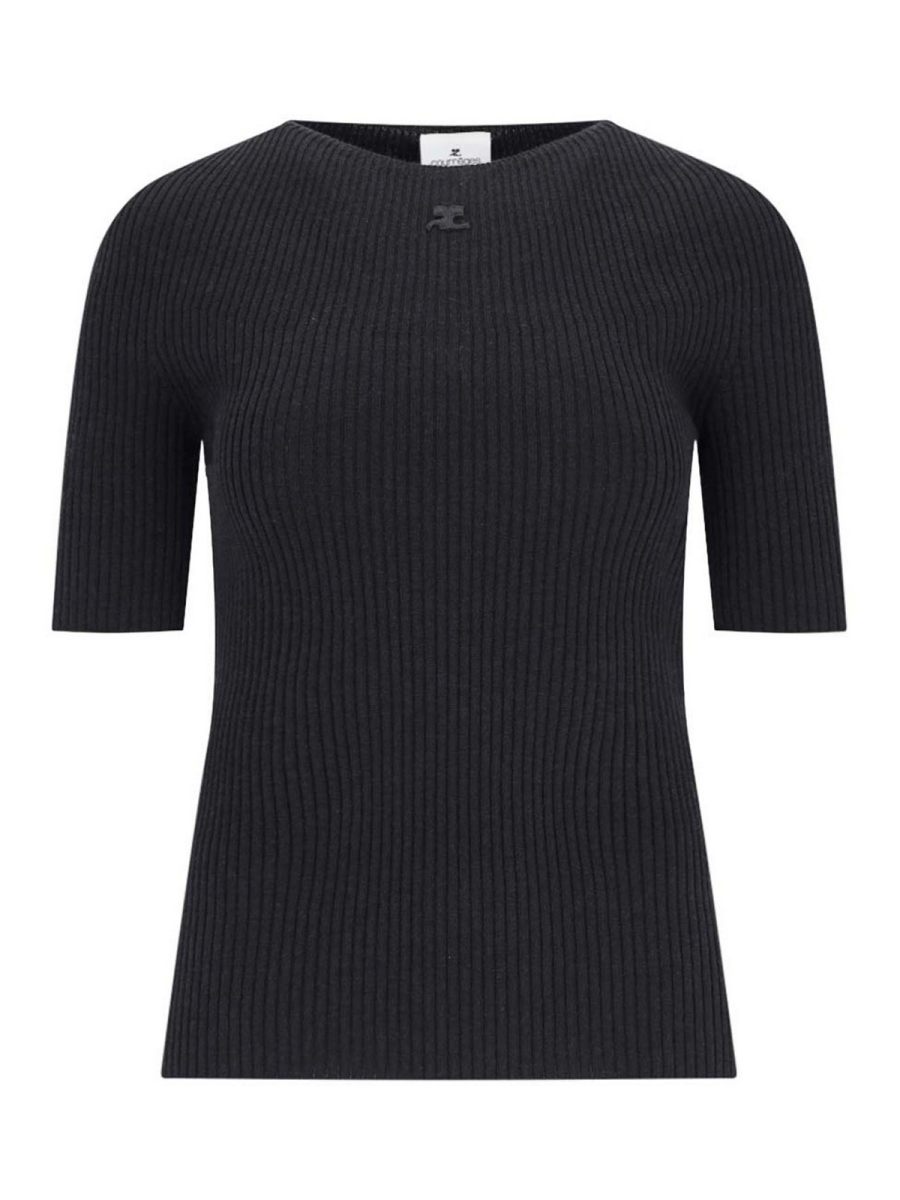 Courreges Pull Col Rond - Noir