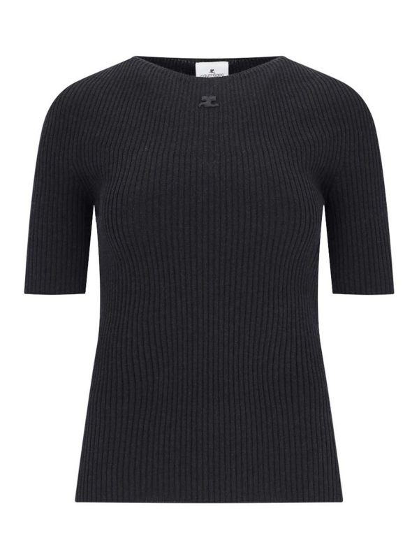 Courreges Pull Col Rond - Noir