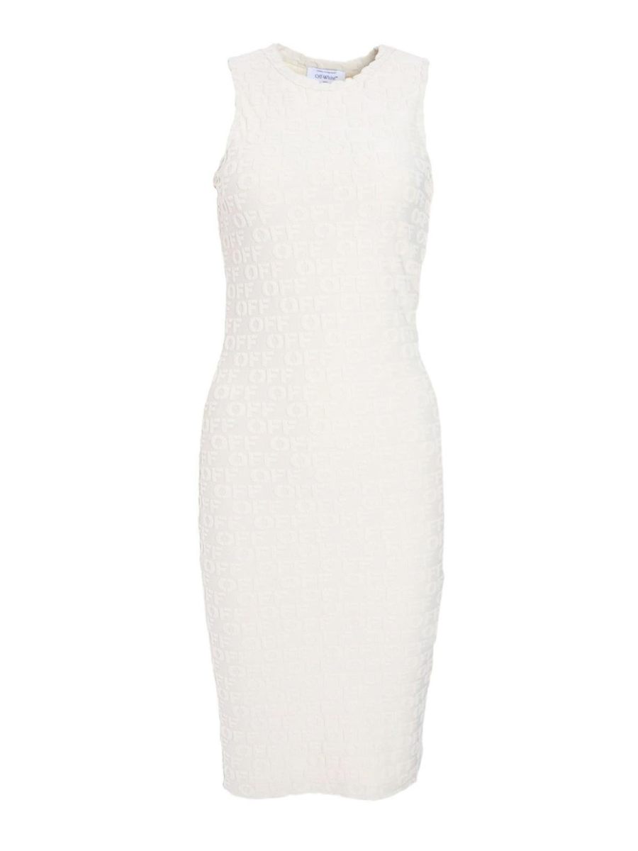 Off-White Robe Au Genou - Blanc