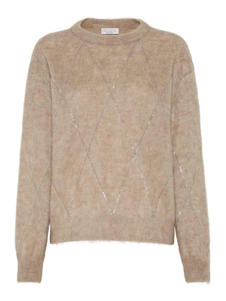 Brunello Cucinelli Pull Col Rond - Marron