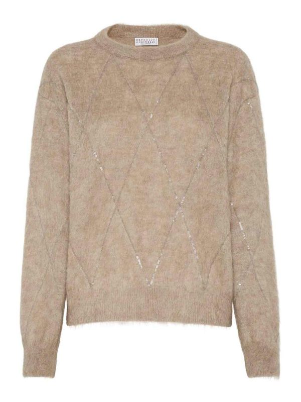 Brunello Cucinelli Pull Col Rond - Marron