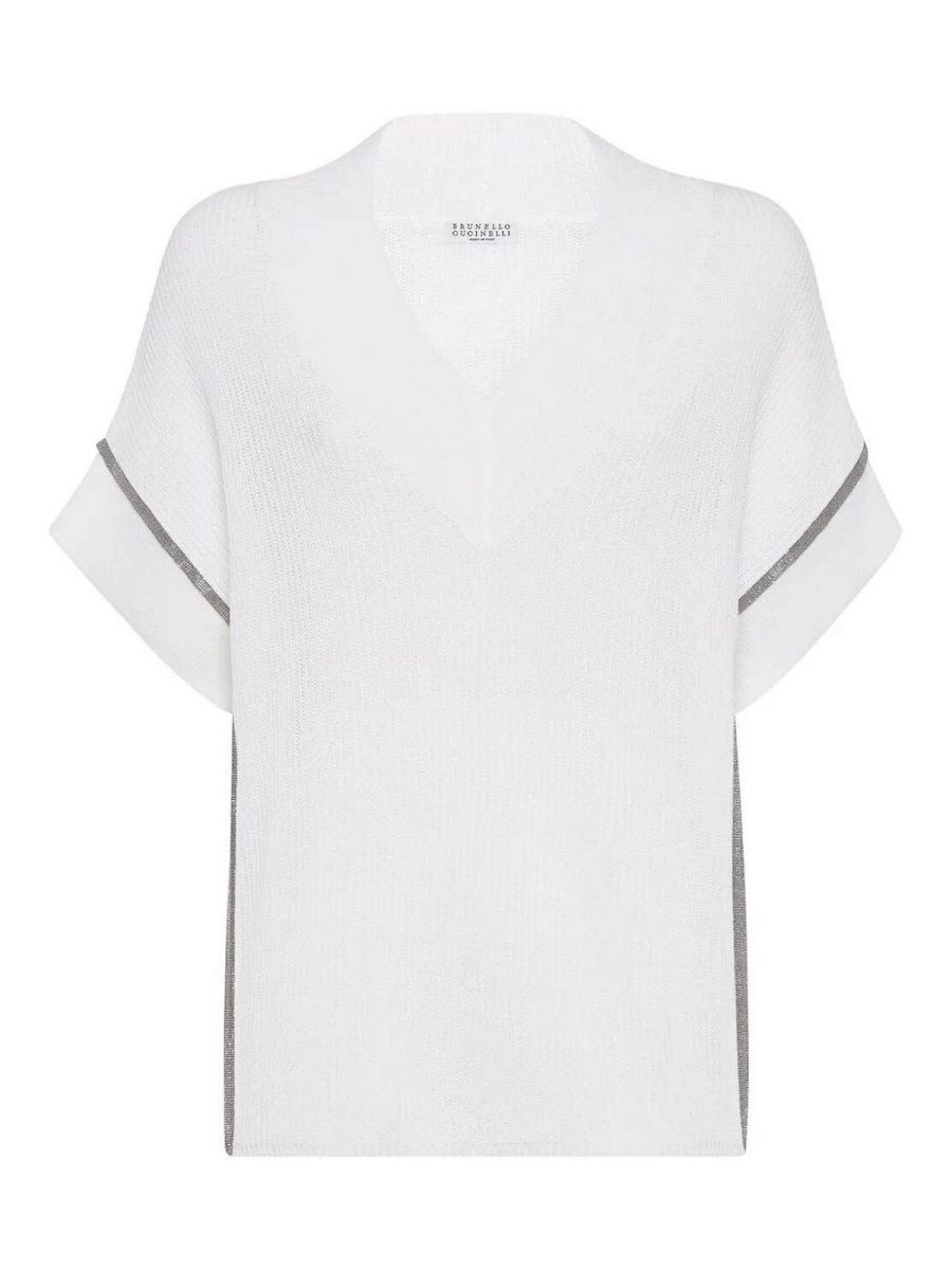 Brunello Cucinelli Pull À Col V - Blanc