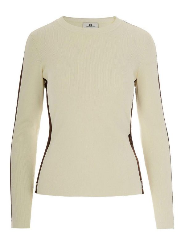Elisabetta Franchi Pull Col Rond - Blanc