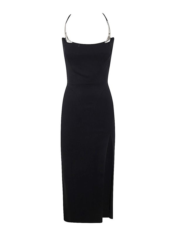 Mugler Robe Au Genou - Noir