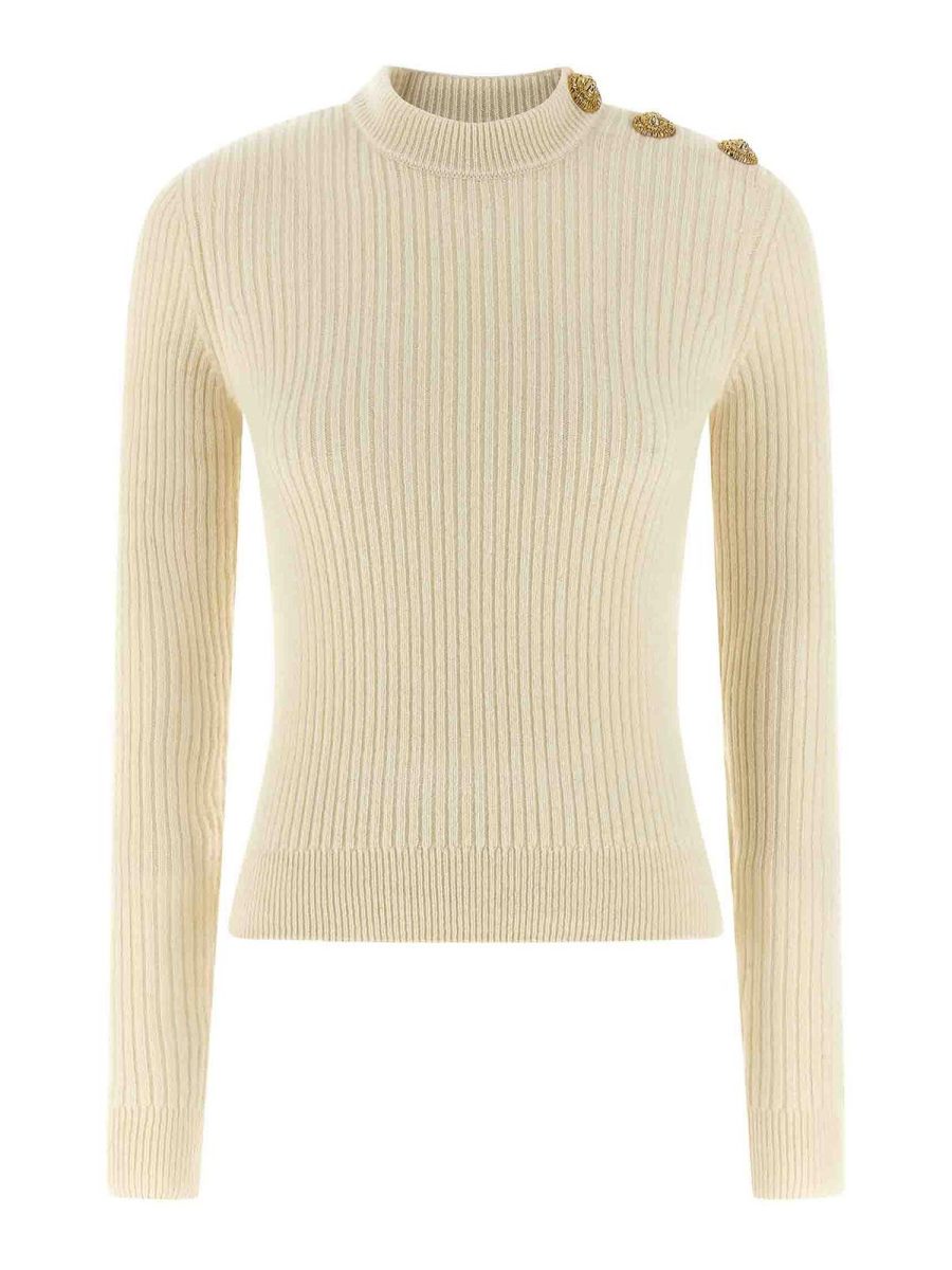 Balmain Pull Col Rond - Blanc