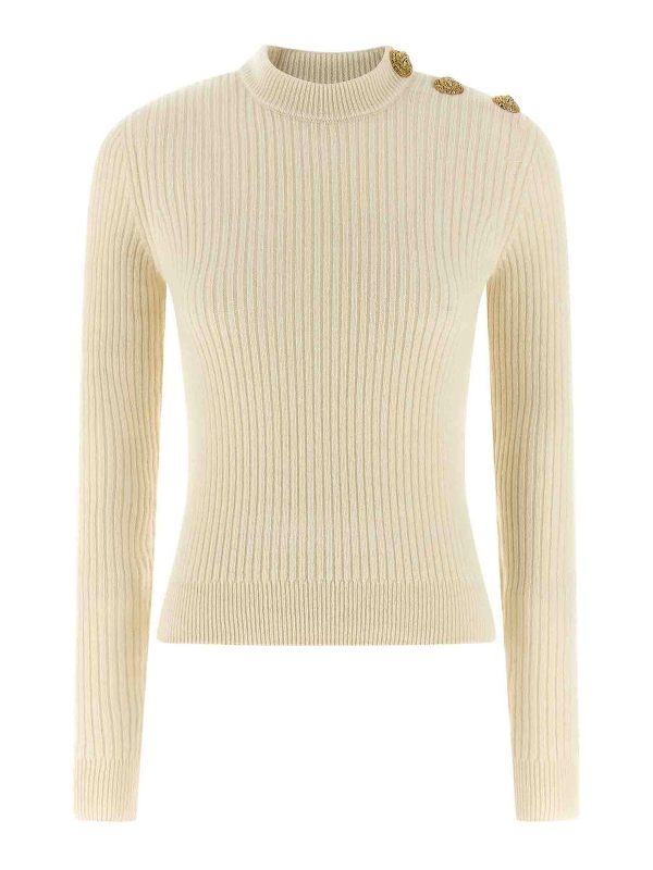 Balmain Pull Col Rond - Blanc