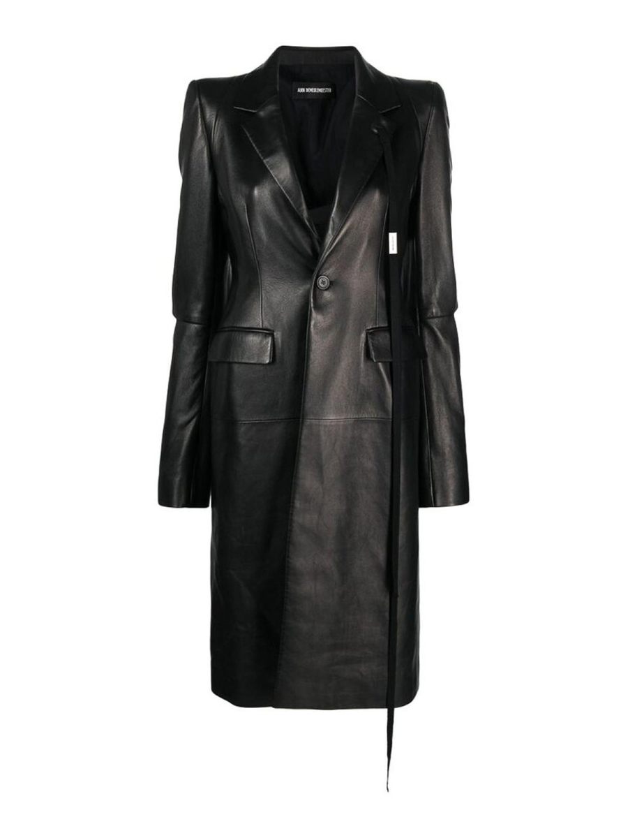 Ann Demeulemeester Manteau En Cuir - Noir