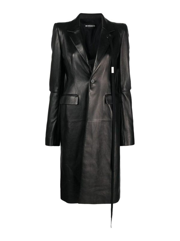 Ann Demeulemeester Manteau En Cuir - Noir