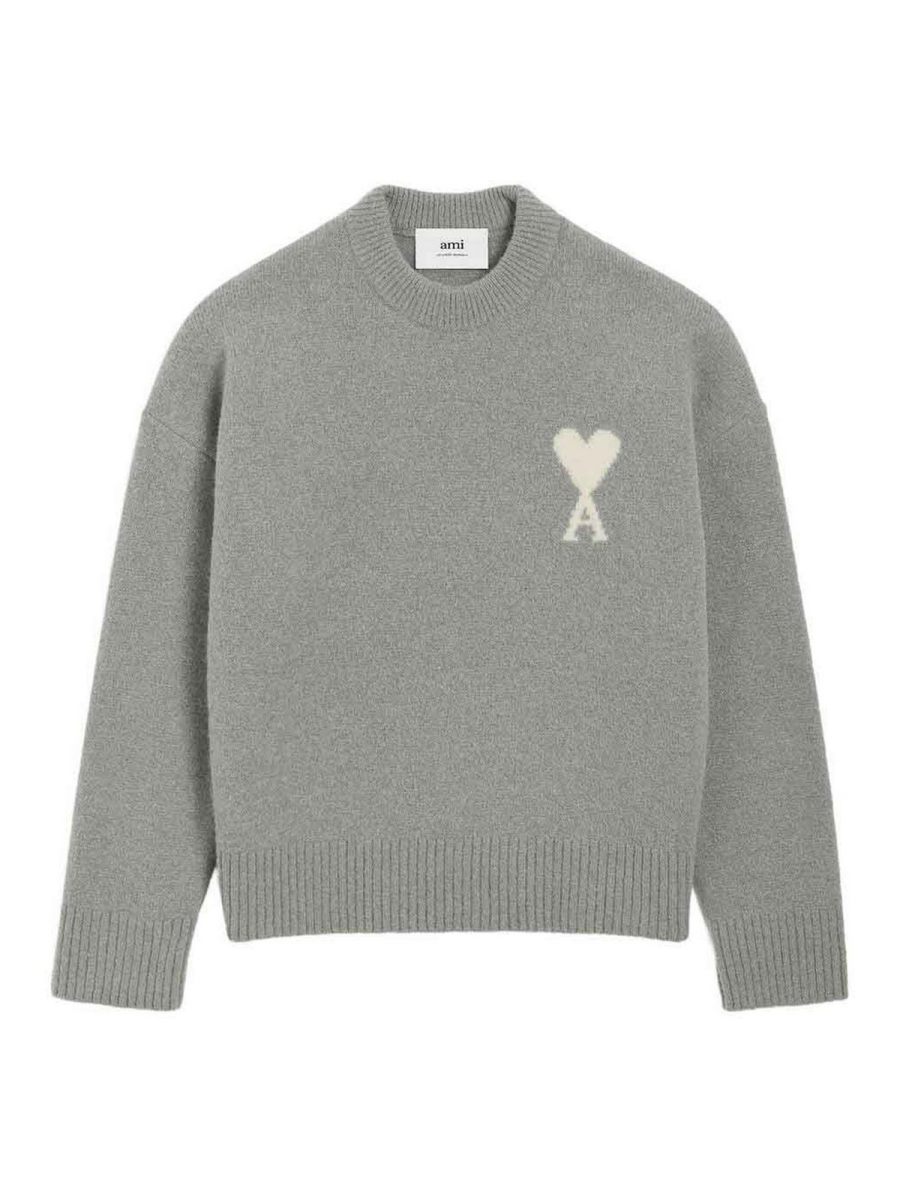 Ami Paris Pull Col Rond - Gris