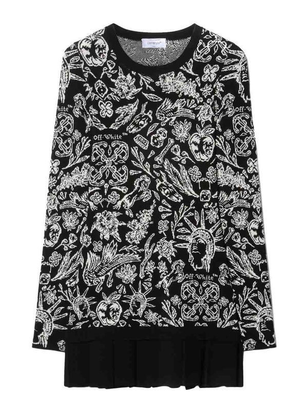 Off-White Robe Au Genou - Noir