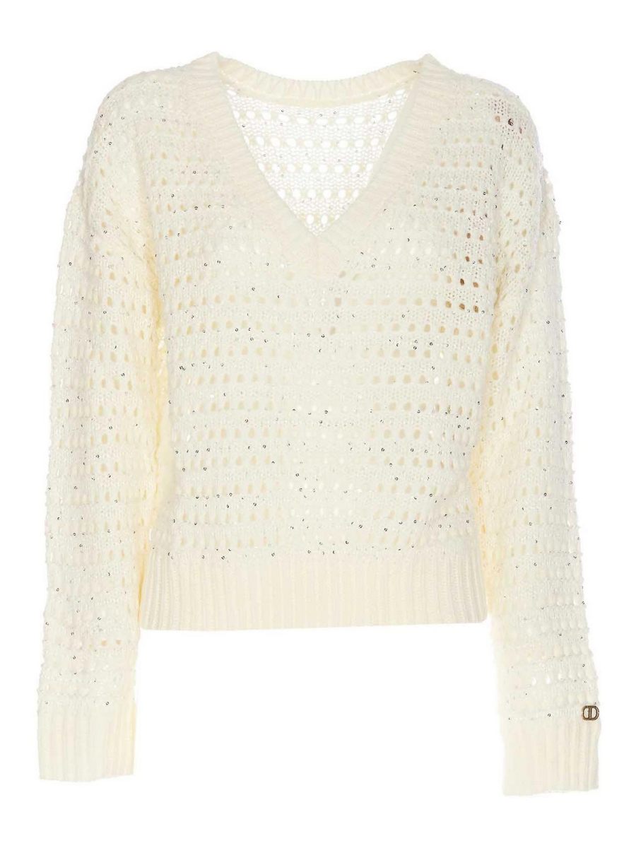 Twinset Pull Col Rond - Blanc