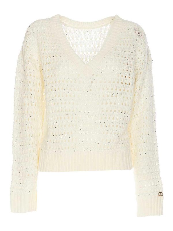 Twinset Pull Col Rond - Blanc