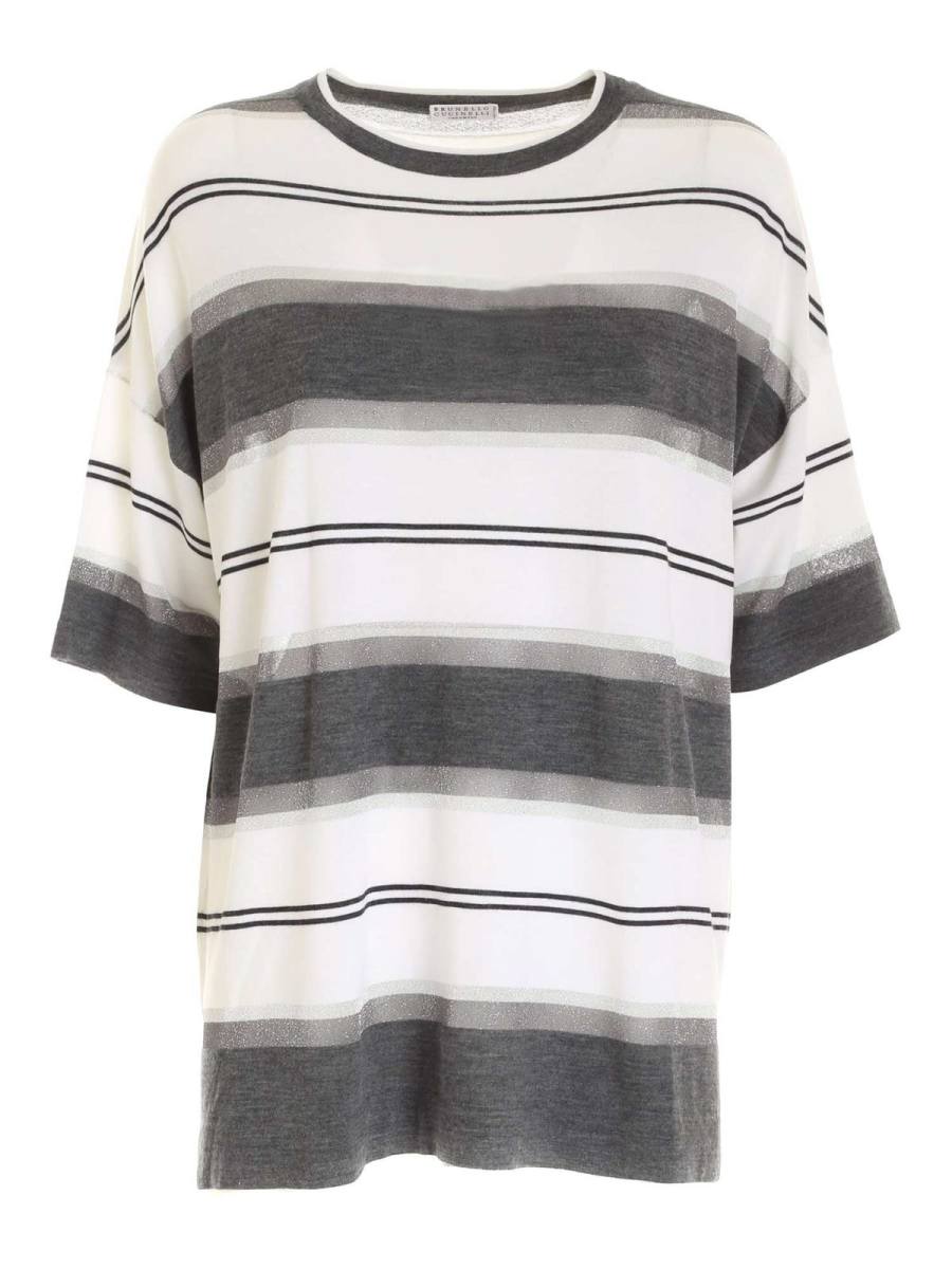 Brunello Cucinelli Pull Col Rond - Gris