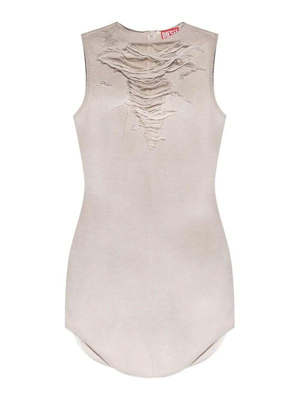 Diesel Robe Au Genou - Gris Clair
