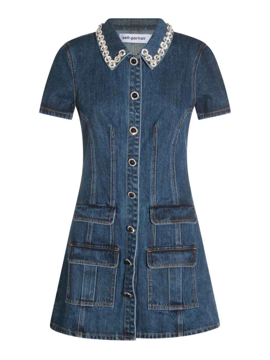 Self Portrait Robe Courte - Bleu