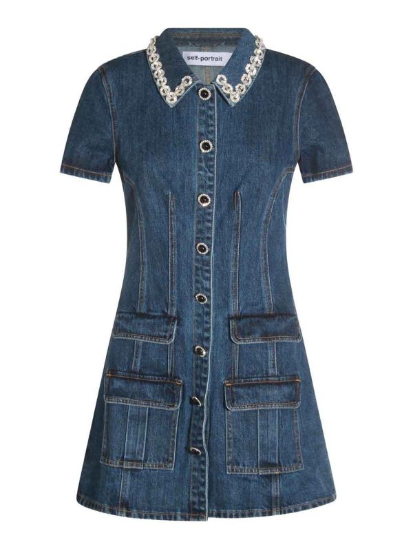 Self Portrait Robe Courte - Bleu
