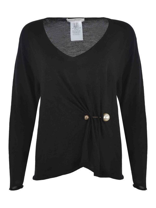 Philosophy di Lorenzo Serafini Pull Col Rond - Noir