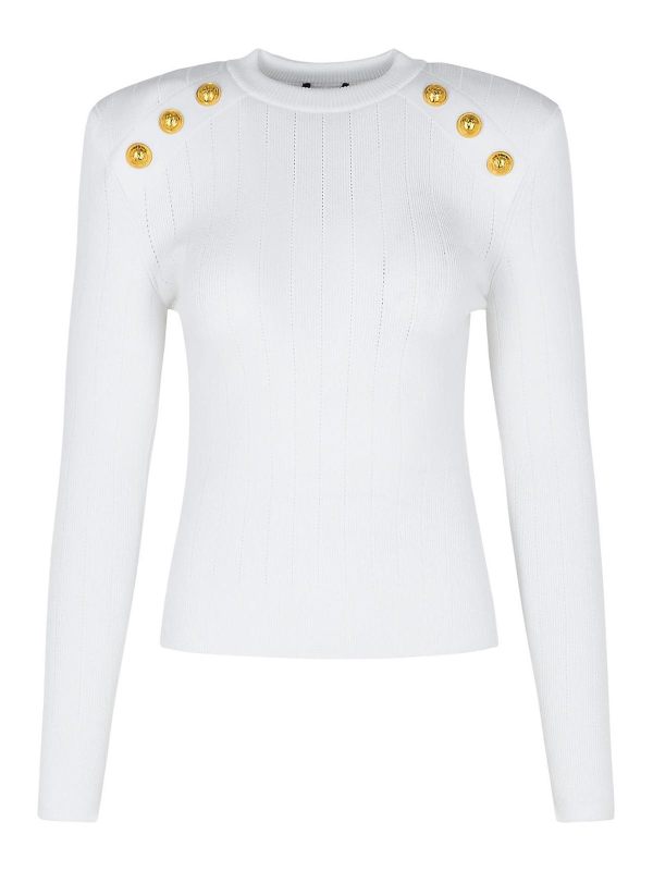 Balmain Pull Col Rond - Blanc