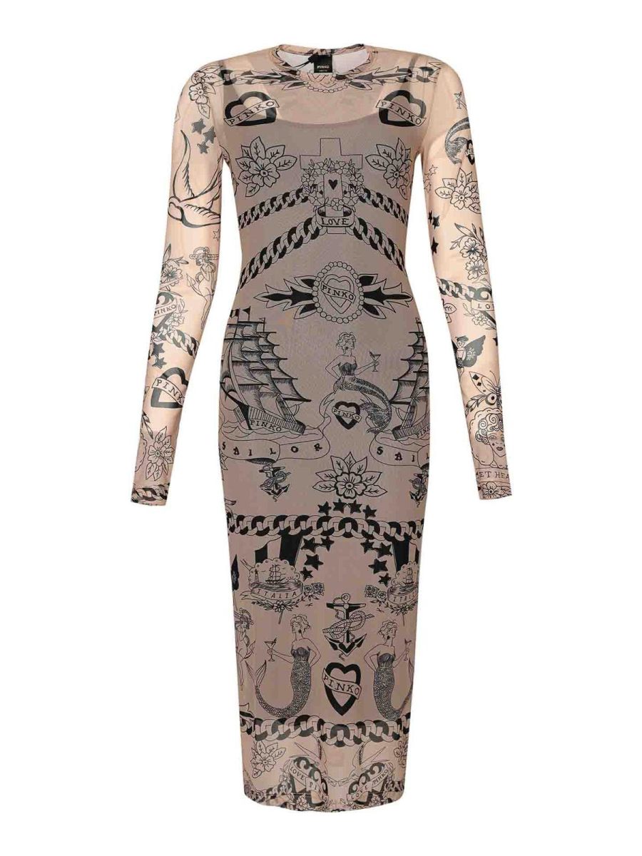 Pinko Robe Au Genou - Couleur Chair