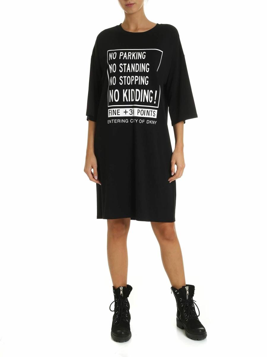 Dkny Robe Au Genou - Noir