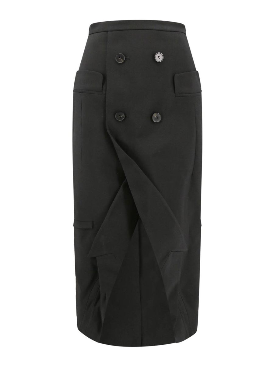 Alexander Mcqueen Jupe Midi - Noir