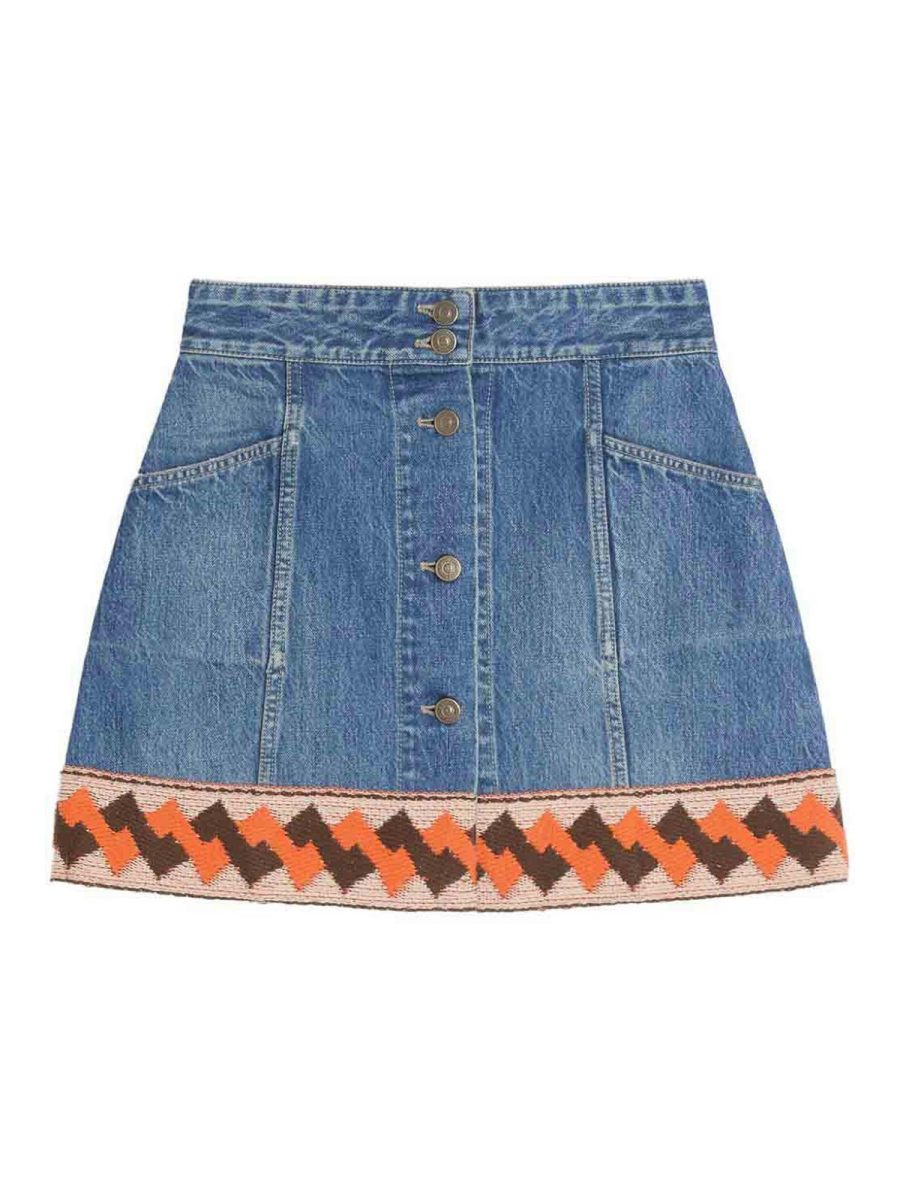 Valentino Jupe Midi - Foncé Délavé