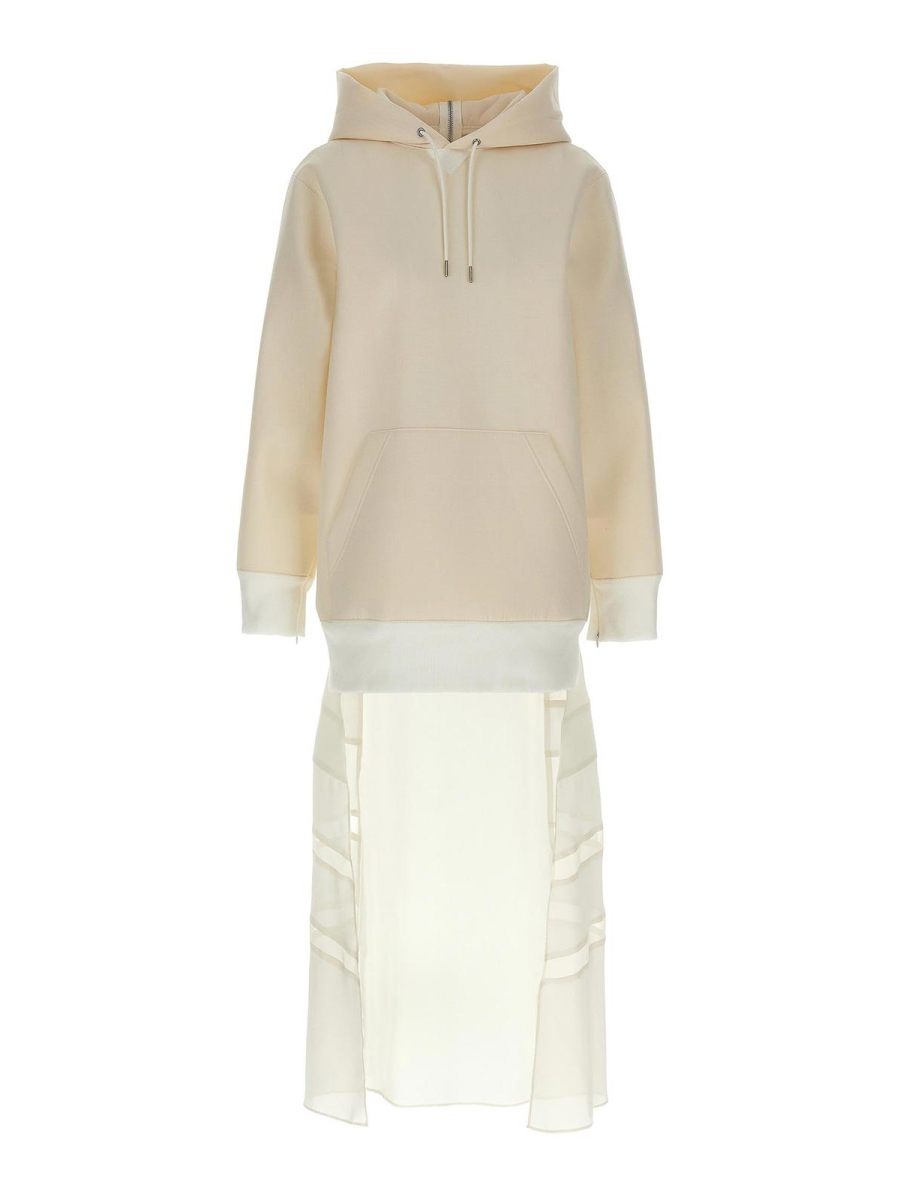 Sacai Robe Au Genou - Blanc
