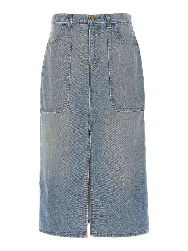B Sides Jeans Jupe Midi - Bleu Clair