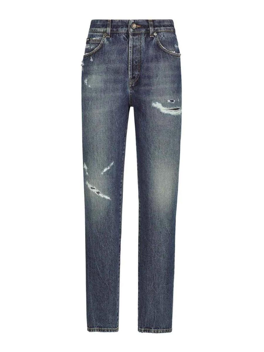 Dolce & Gabbana Jean Droit - Foncé Délavé